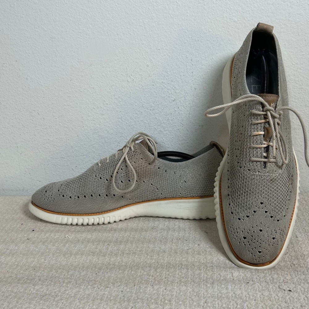 Cole Haan Zerogrand Stitchlite Gray Knit Wingtip Oxford Shoes C35111 Mens 11.5 M